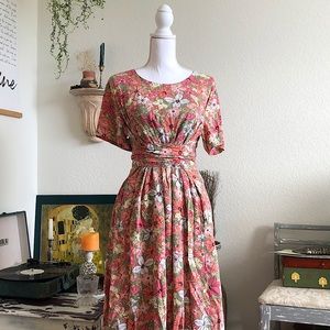 Retro floral print dress
